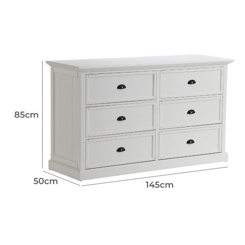 WHITE HAMPTONS 6 DRAWER CHEST