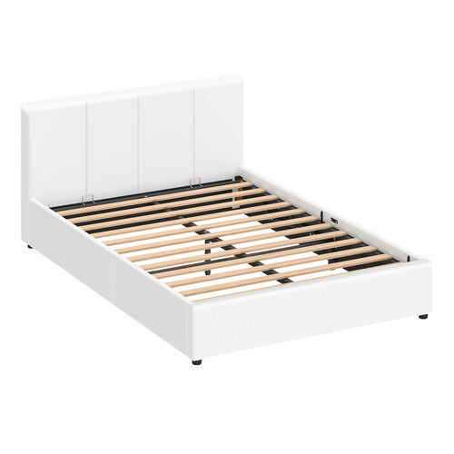 HOXTON ROOM WHITE HUDSON FAUX LEATHER GAS LIFT STORAGE BED