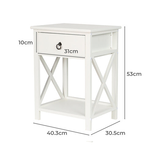 OAKLEIGH HOME WHITE JOELY BEDSIDE TABLE