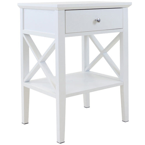 WEST VALLEY INTERIORS WHITE LONG ISLAND 1 DRAWER BEDSIDE TABLE