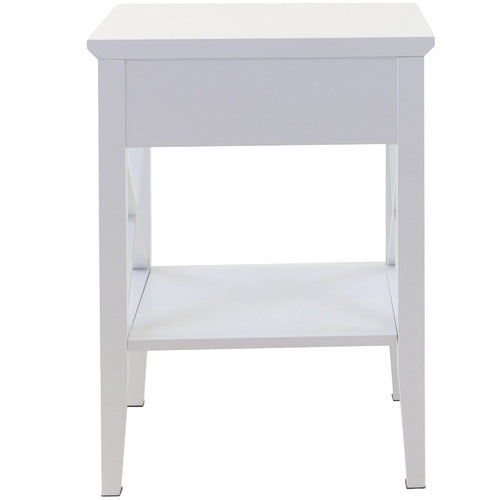 WEST VALLEY INTERIORS WHITE LONG ISLAND 1 DRAWER BEDSIDE TABLE