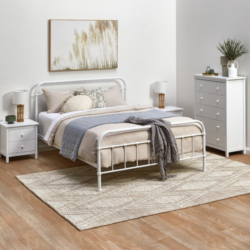 WHITE NOOSA 2 DRAWER BEDSIDE TABLE