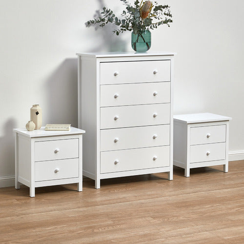 WHITE NOOSA 5 DRAWER CHEST