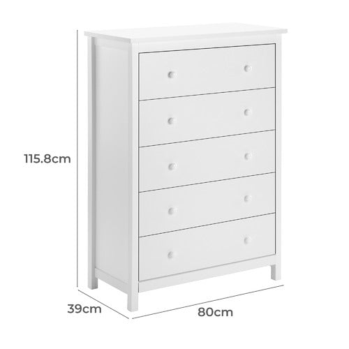 WHITE NOOSA 5 DRAWER CHEST