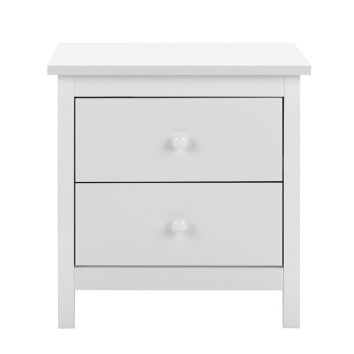 WHITE NOOSA 2 DRAWER BEDSIDE TABLE