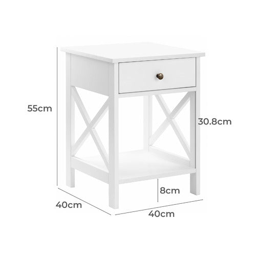 WHITE NOOSA BEDSIDE TABLE