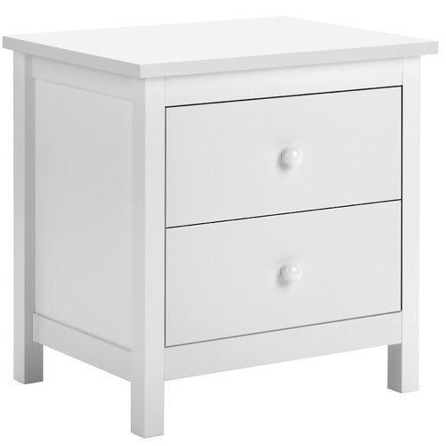 WHITE NOOSA 2 DRAWER BEDSIDE TABLE