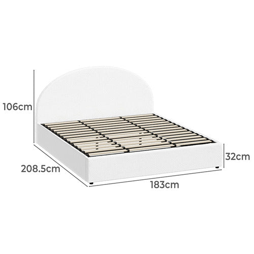 LIVING FUSION WHITE SERAPHINE BOUCLE GAS LIFT BED