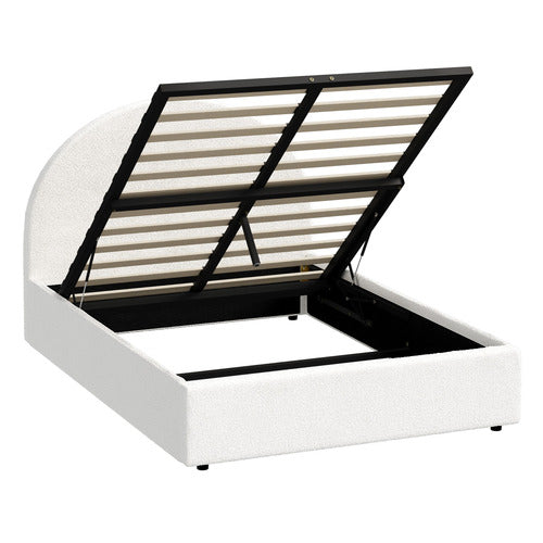 LIVING FUSION WHITE SERAPHINE BOUCLE GAS LIFT BED