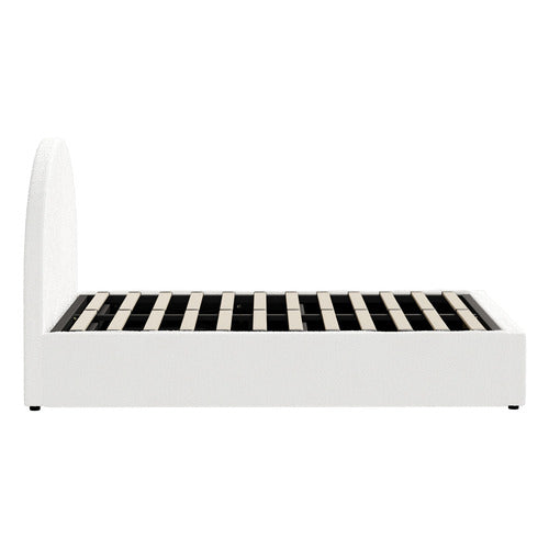 LIVING FUSION WHITE SERAPHINE BOUCLE GAS LIFT BED