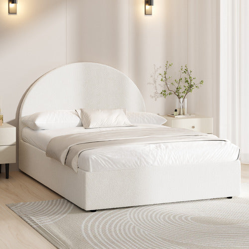 LIVING FUSION WHITE SERAPHINE BOUCLE GAS LIFT BED