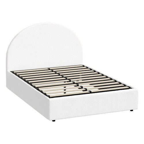 LIVING FUSION WHITE SERAPHINE BOUCLE GAS LIFT BED