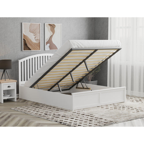RAWSON & CO WHITE YEBES PINE WOOD GAS LIFT STORAGE BED