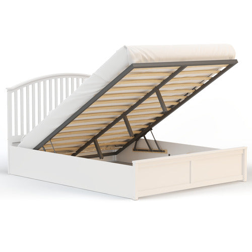 RAWSON & CO WHITE YEBES PINE WOOD GAS LIFT STORAGE BED