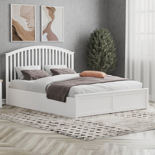 RAWSON & CO WHITE YEBES PINE WOOD GAS LIFT STORAGE BED