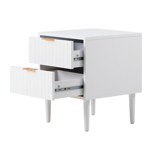 LIVING FUSION YLONA 2 DRAWER RIBBED BEDSIDE TABLE
