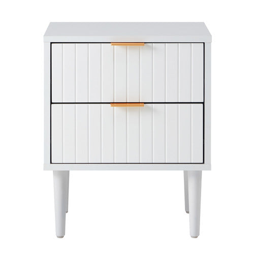 LIVING FUSION YLONA 2 DRAWER RIBBED BEDSIDE TABLE