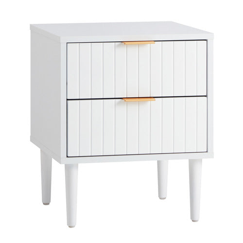 LIVING FUSION YLONA 2 DRAWER RIBBED BEDSIDE TABLE