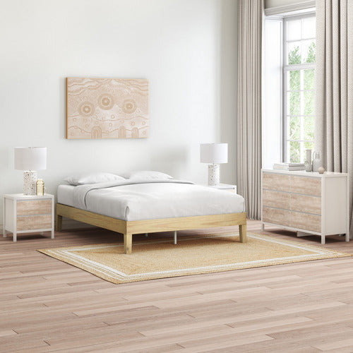 WHITEWASH BECKHAM PINE WOOD BED BASE