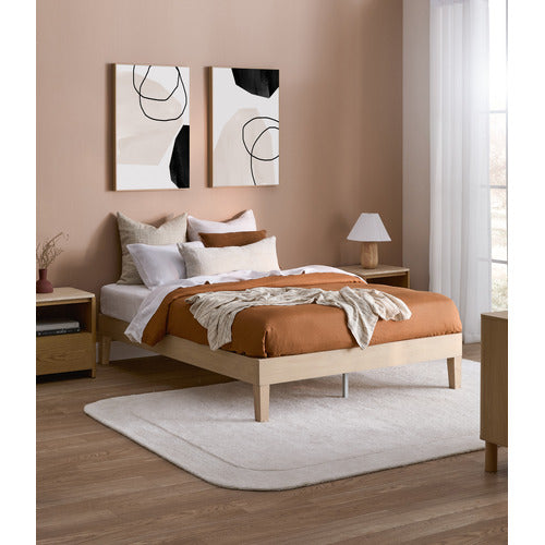WHITEWASH BECKHAM PINE WOOD BED BASE