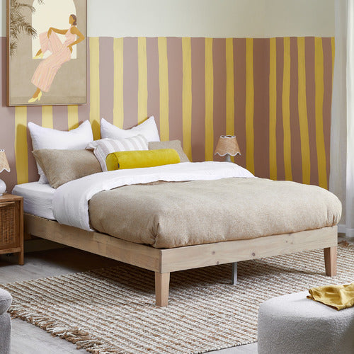 WHITEWASH BECKHAM PINE WOOD BED BASE