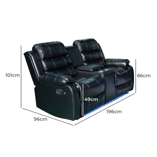 SOUTHERN STYLERS WILBUR 3 SEATER FAUX LEATHER RECLINER SOFA