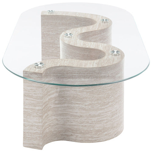 WILLOW TRAVERTINE-LOOK COFFEE TABLE