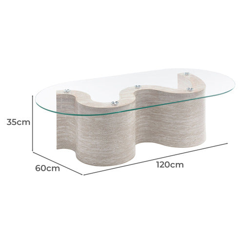 WILLOW TRAVERTINE-LOOK COFFEE TABLE