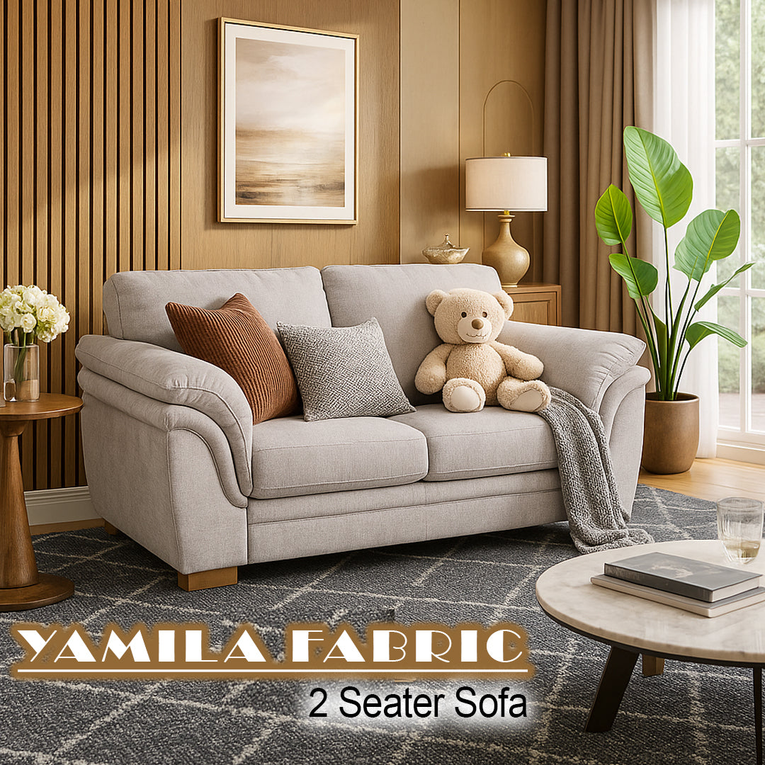 YAMILA FABRIC 2 Seater Sofa LIGHT GREY