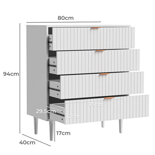 LIVING FUSION YLONA 4 DRAWER RIBBED CHEST
