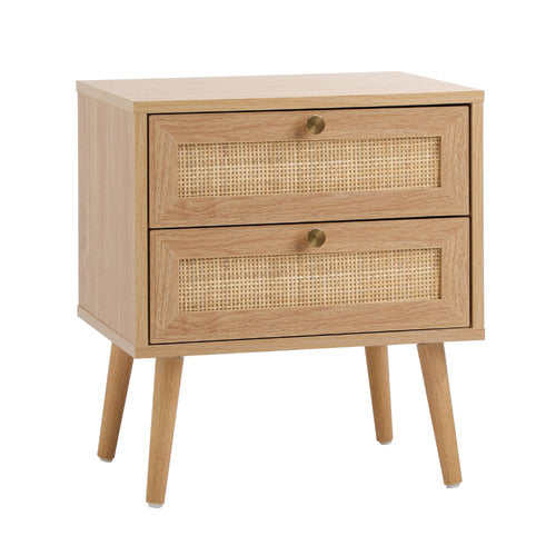 LIVING FUSION VESTA 2 DRAWER RATTAN BEDSIDE TABLE