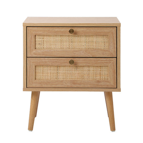 LIVING FUSION VESTA 2 DRAWER RATTAN BEDSIDE TABLE