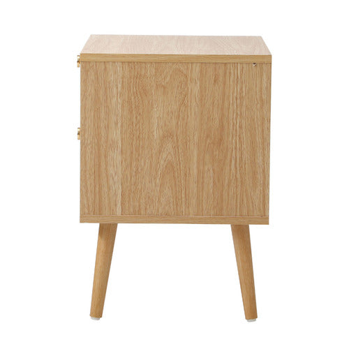 LIVING FUSION VESTA 2 DRAWER RATTAN BEDSIDE TABLE