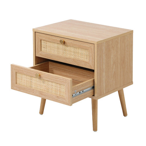 LIVING FUSION VESTA 2 DRAWER RATTAN BEDSIDE TABLE