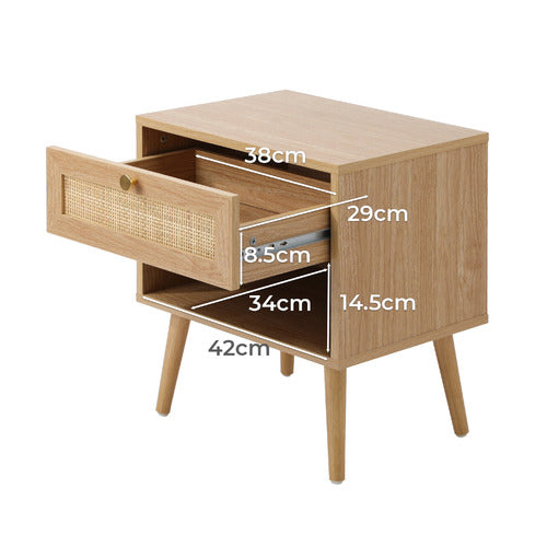 LIVING FUSION VESTA RATTAN BEDSIDE TABLE