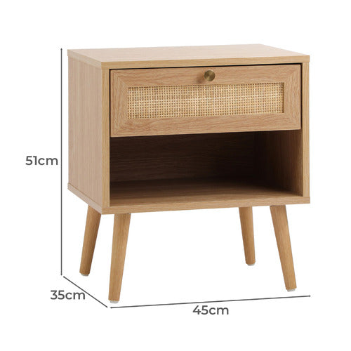 LIVING FUSION VESTA RATTAN BEDSIDE TABLE