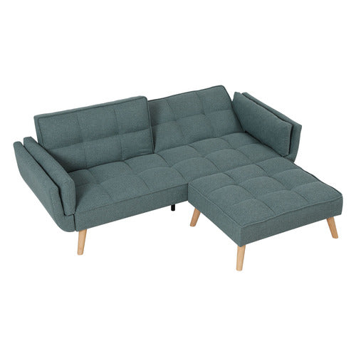HAVEN COVE FURNITURE AZI 3 SEATER LINEN DOUBLE SOFA BED WITH OTTOMAN SET