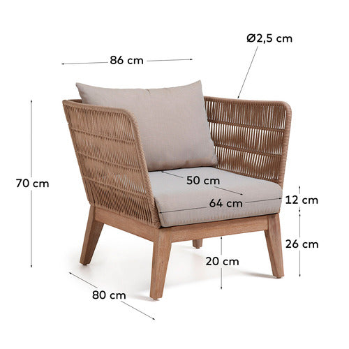 LINEA FURNITURE BEIGE VELMA ROPE OUTDOOR ARMCHAIR