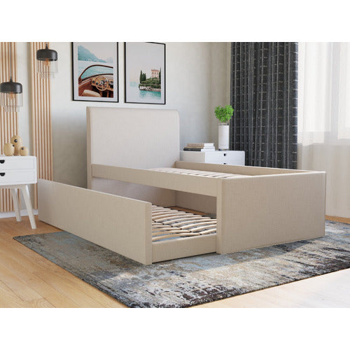 RAWSON & CO LIANNE UPHOLSTERED KING SINGLE BED WITH TRUNDLE
