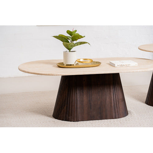 KEYS ROAD DESIGNS THEIA TRAVERTINE-LOOK COFFEE TABLE