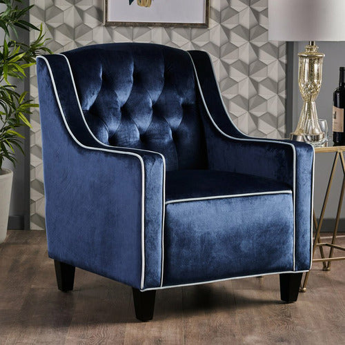 FURNITURE MARKET LARA TUFTED NEW VELVET ARMCHAIR
