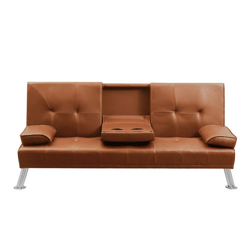 OAKLEIGH HOME CLAUDE 3 SEATER FAUX LEATHER FUTON SOFA BED