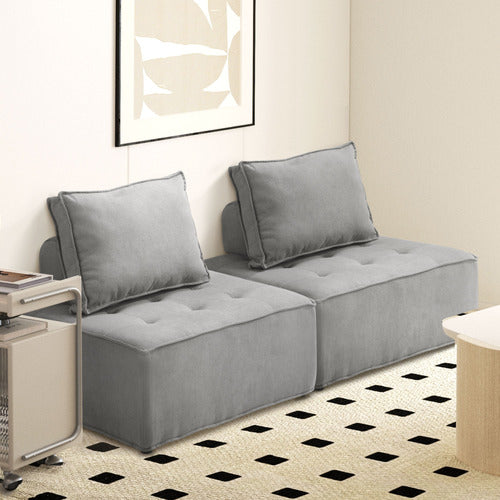 LIVING FUSION ELGA UPHOLSTERED ARMLESS LOUNGE CHAIRS (SET OF 2)