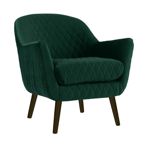 BROOKLYN AND BELLA QUILTED VELVET CLUB CHAIR WITH BLACK LEGS