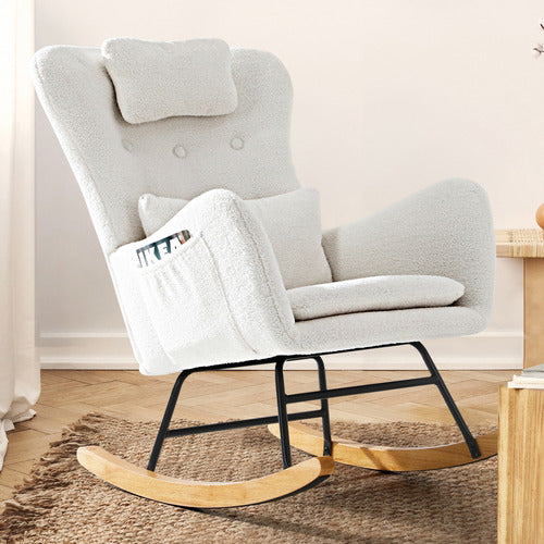 LIVING FUSION CLARK FAUX SHERPA ROCKING CHAIR