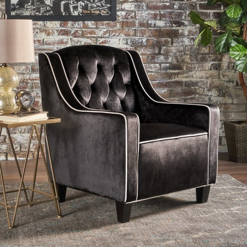 FURNITURE MARKET LARA TUFTED NEW VELVET ARMCHAIR