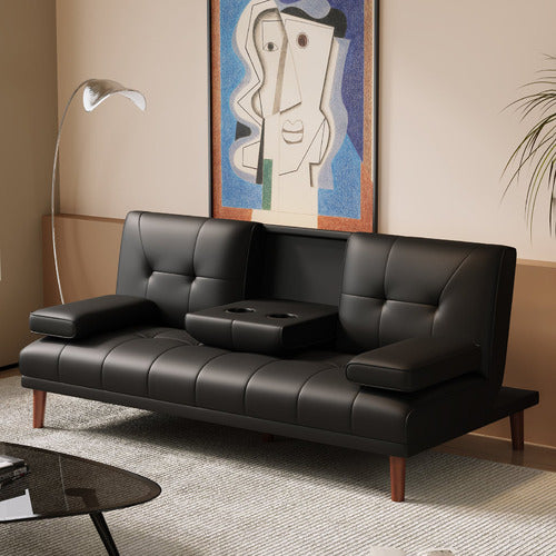 EVER DREAMING LIVING VERNICE 3 SEATER FAUX LEATHER SOFA BED