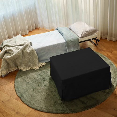 DECOR TRADERS FOLDLUX CONVERTIBLE OTTOMAN SOFA BED WITH CASTORS & SLIPCOVER