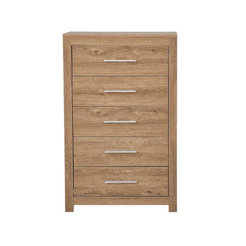 MIKASA FURNITURE DARK OAK MADDINGTON 5 DRAWER TALLBOY