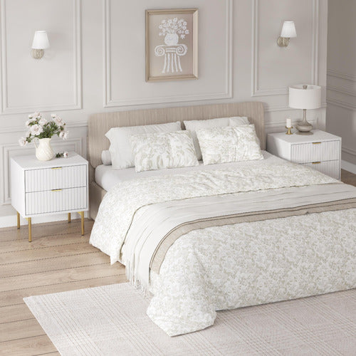 CAPE FURNITURE LILAH 2 DRAWER RIBBED BEDSIDE TABLE